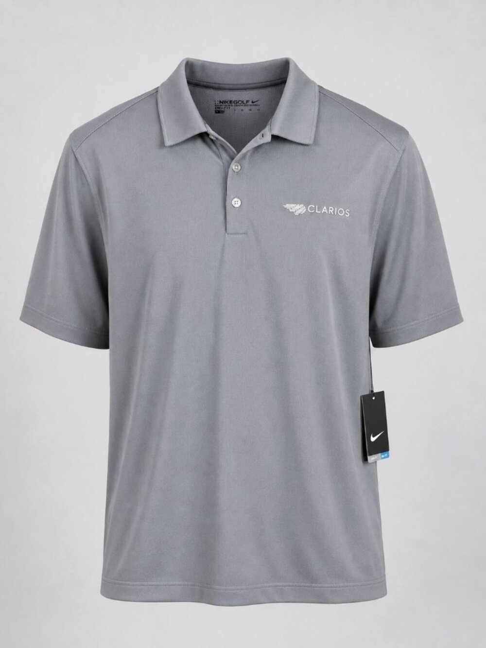 Nike Dri-FIT Men's 2XL Golf Polo Shirt Gray Mesh w Clarios Logo 637167-065
